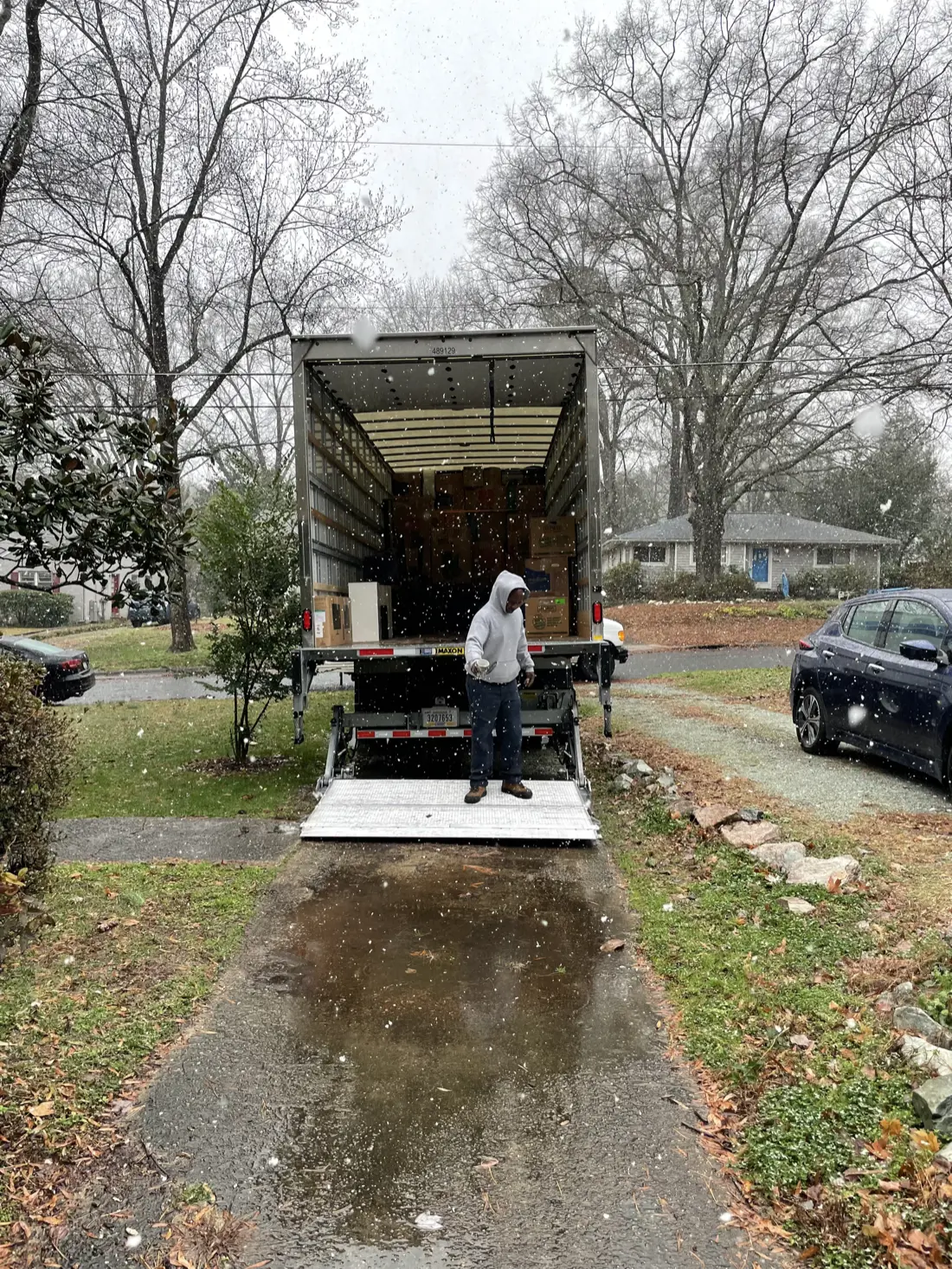 Royalty Moving branded box truck loaded on move day for a Cary customer